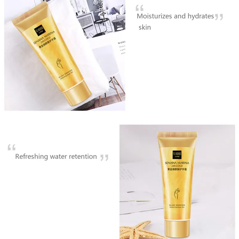 80g Natural Gold Nicotinamide Hand Cream Moisturizing Soften Skin Lighten Fine Lines Cream