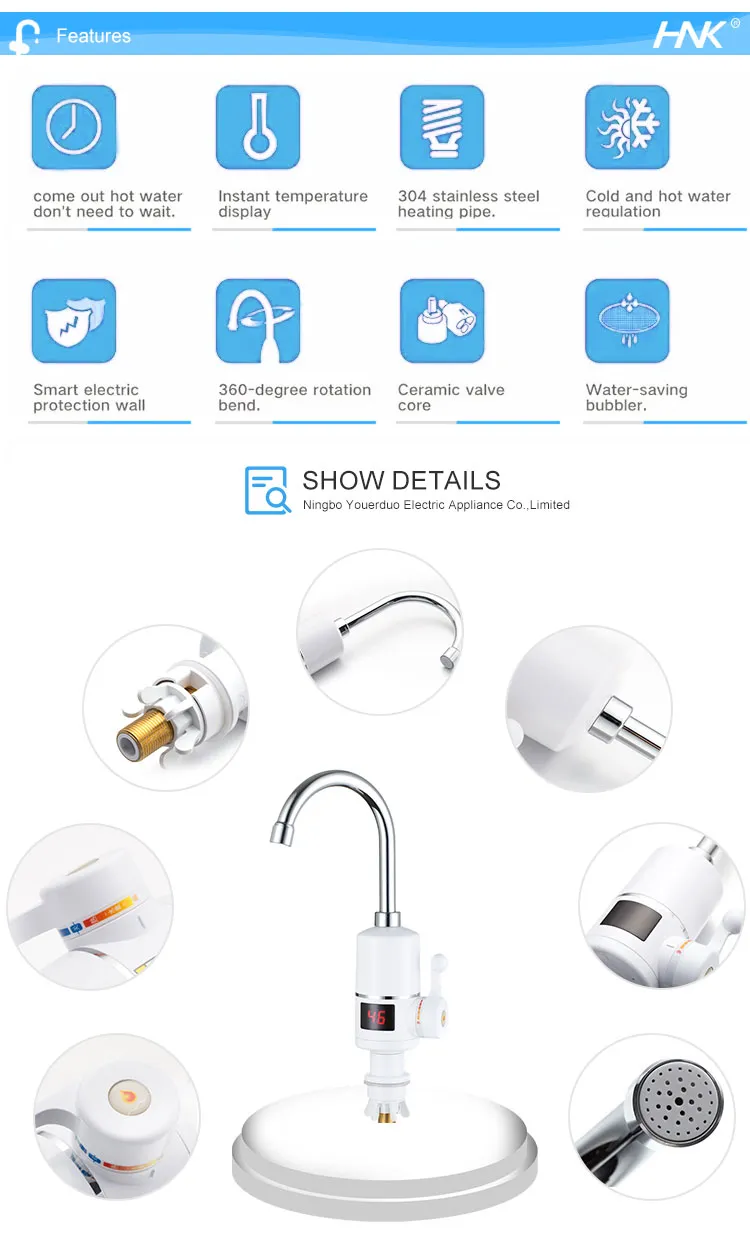 Hot Selling Digital Instant tankless electric water heater faucet instant