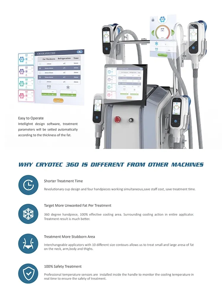 Cryolipolysis Freeze Fat Slimming Machine 4 Handles for Fat Freeze Working at The Same Time