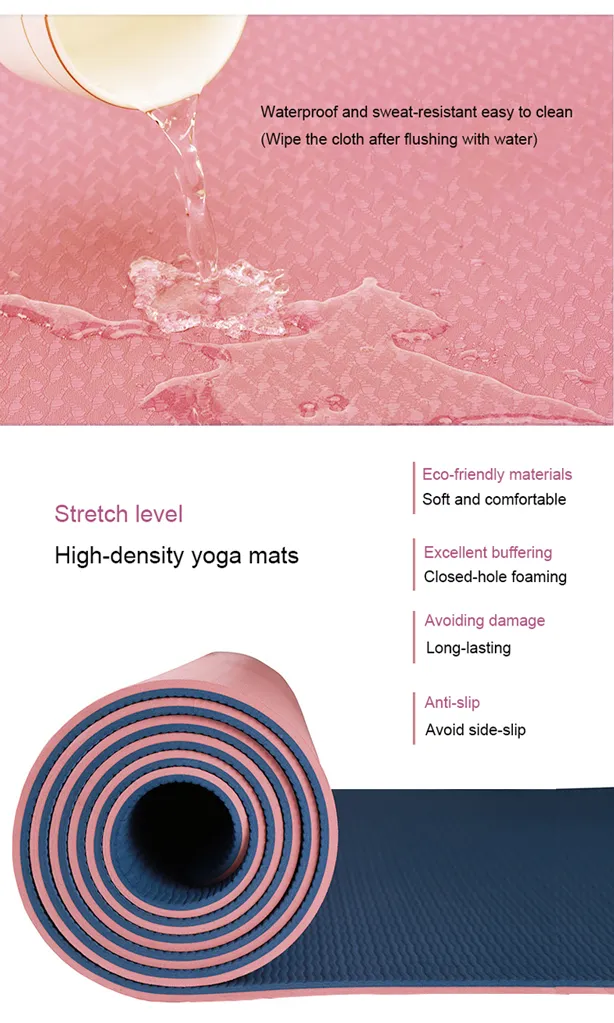 Two Layers Fitness Body Building High-Quality Non-Flip Body Line TPE Yoga Mat