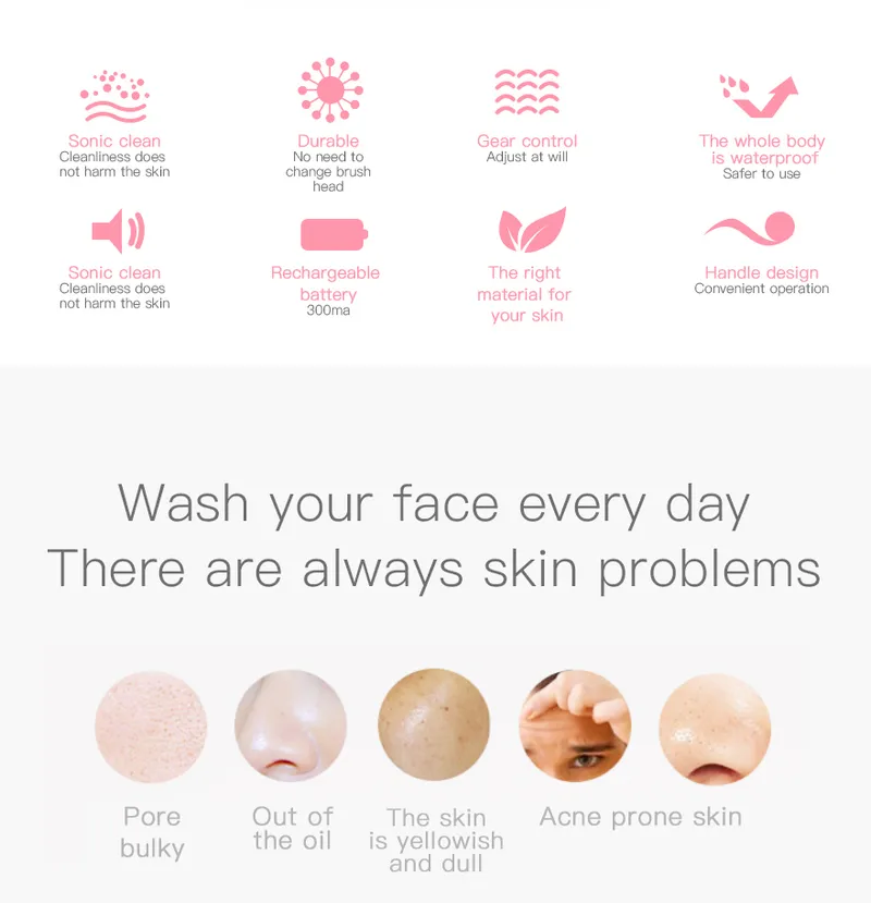 Skin SPA Electric Sonic Washing Massage Facial Clean Brush