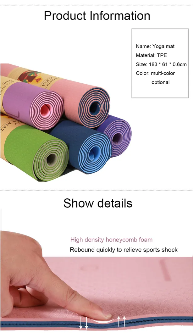 Two Layers Fitness Body Building High-Quality Non-Flip Body Line TPE Yoga Mat