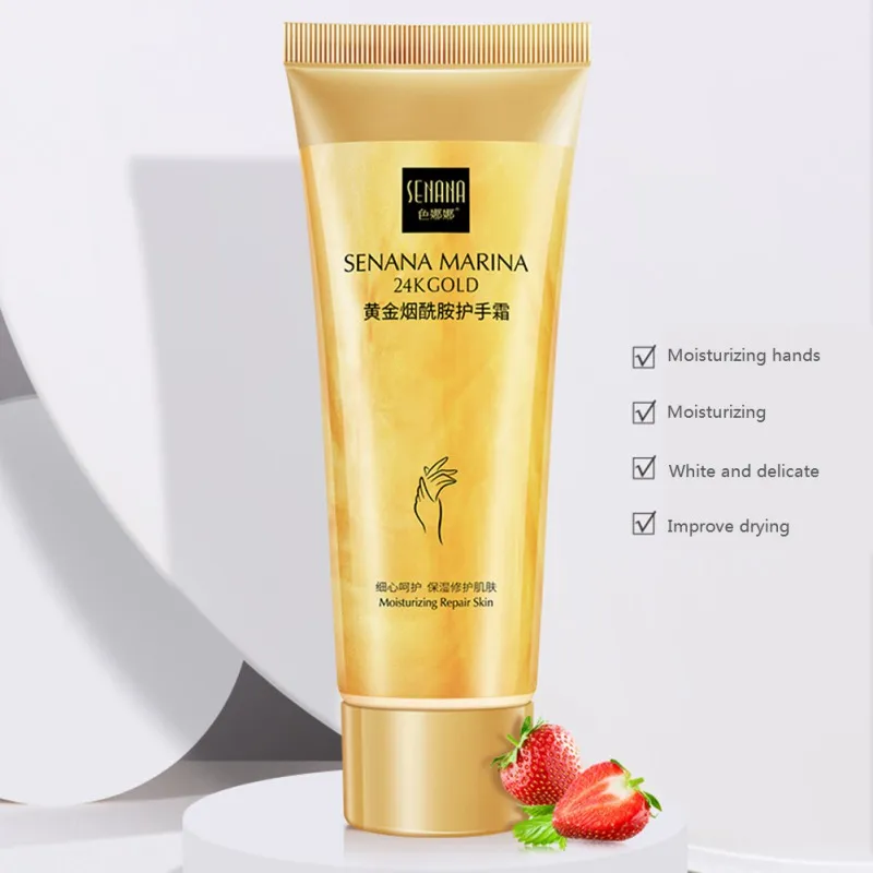 80g Natural Gold Nicotinamide Hand Cream Moisturizing Soften Skin Lighten Fine Lines Cream