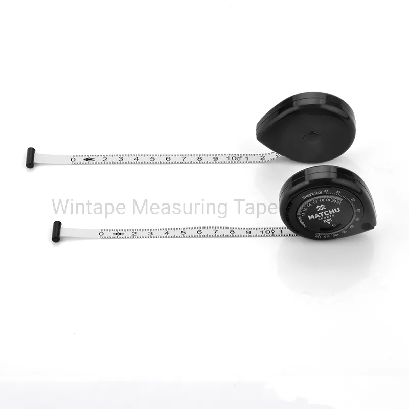 Black Water Drop Shaped Body Tape Measure with BMI Scale