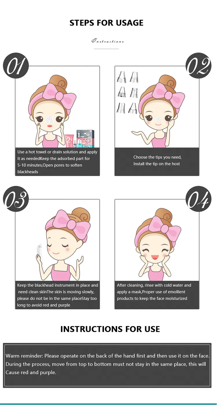 Vacuum Suction Blackhead Removal Device Facial Pore Cleanser Fine Lines Reduction