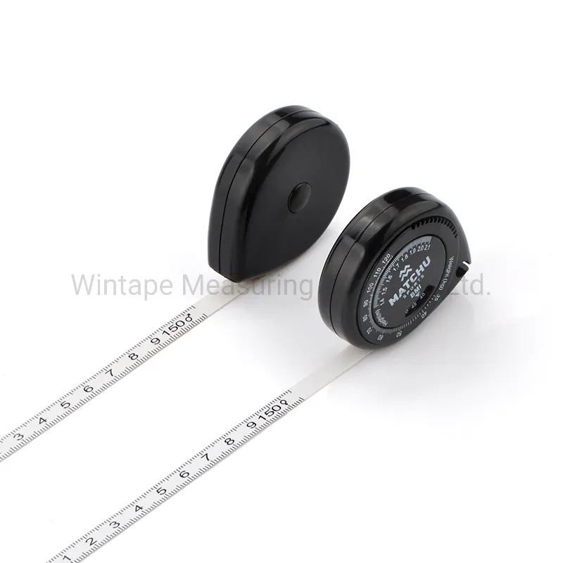 Black Water Drop Shaped Body Tape Measure with BMI Scale