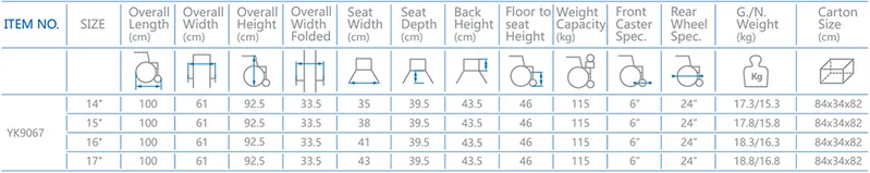 Back Rest Half Folding Manual Wheelchairs with Thick Cushion