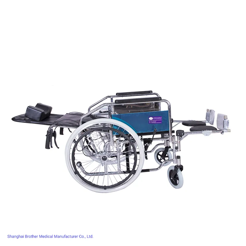 High Back Reclining Folding Commode Wheelchair with Wheels