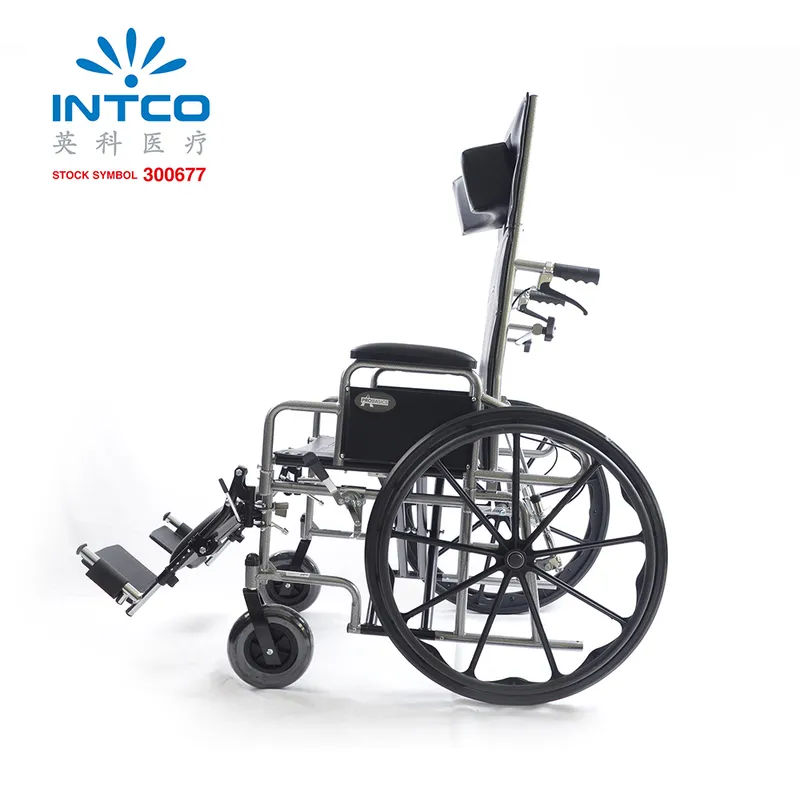 Tilted Manual Wheelchair with Elevating Leg Rest Rehabilitation Wheelchair