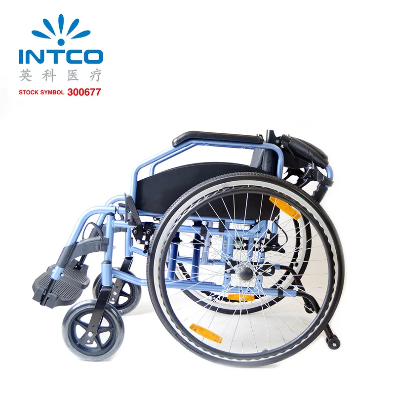 Height Adjustable Aluminum Lightweight Manual Wheelchair with Attendant Brake