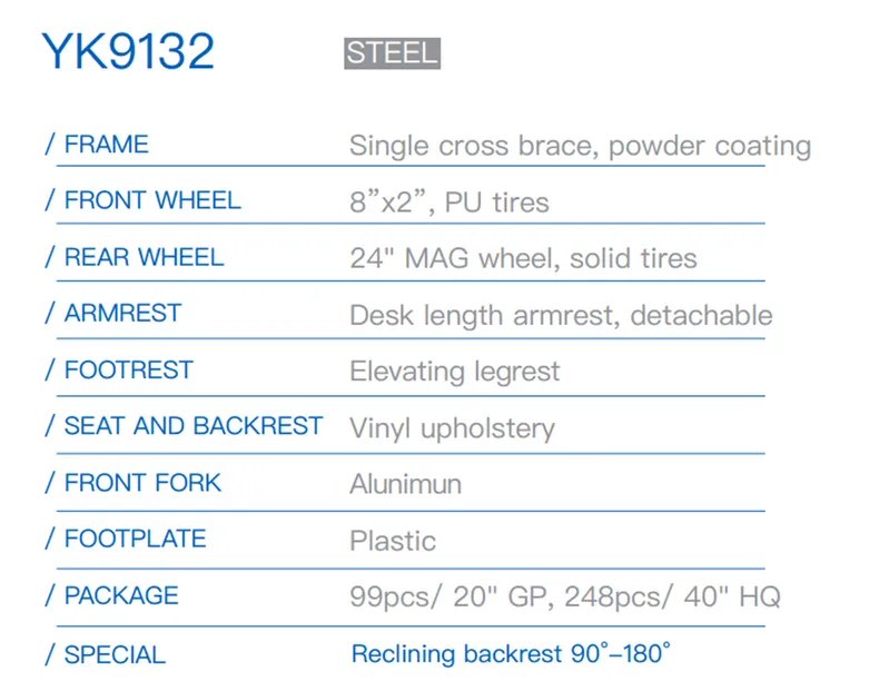 Tilted Manual Wheelchair with Elevating Leg Rest Rehabilitation Wheelchair