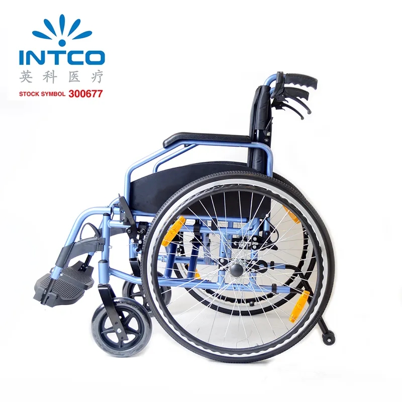 Height Adjustable Aluminum Lightweight Manual Wheelchair with Attendant Brake