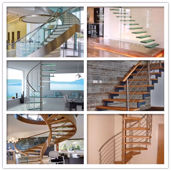 Modern Design Indoor Round Stairs Curved Staircase with Metal Stair Stringers