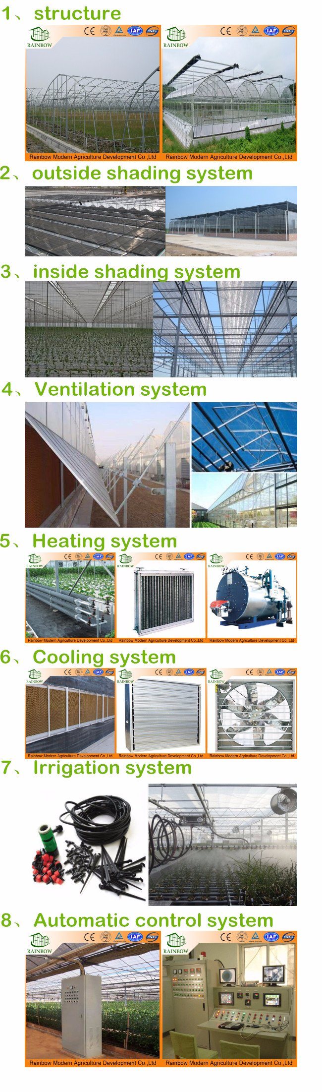 Film Greenhouses with Cooling System for Vegetable Growing