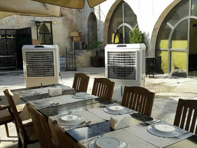 Evaporative Air Cooler with Solar Panel and Battery