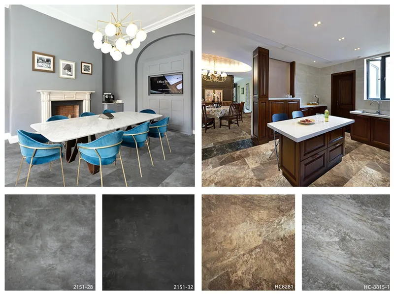 Waterproof Interlocking PVC Plastic Marble Vinyl Tile Floor Covering