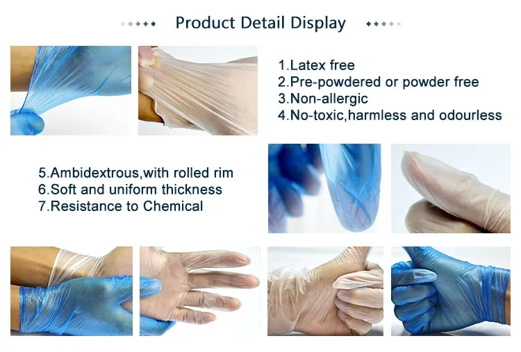 Vinyl Examination Gloves/PVC Gloves/Vinyl Safety Gloves for Household Use