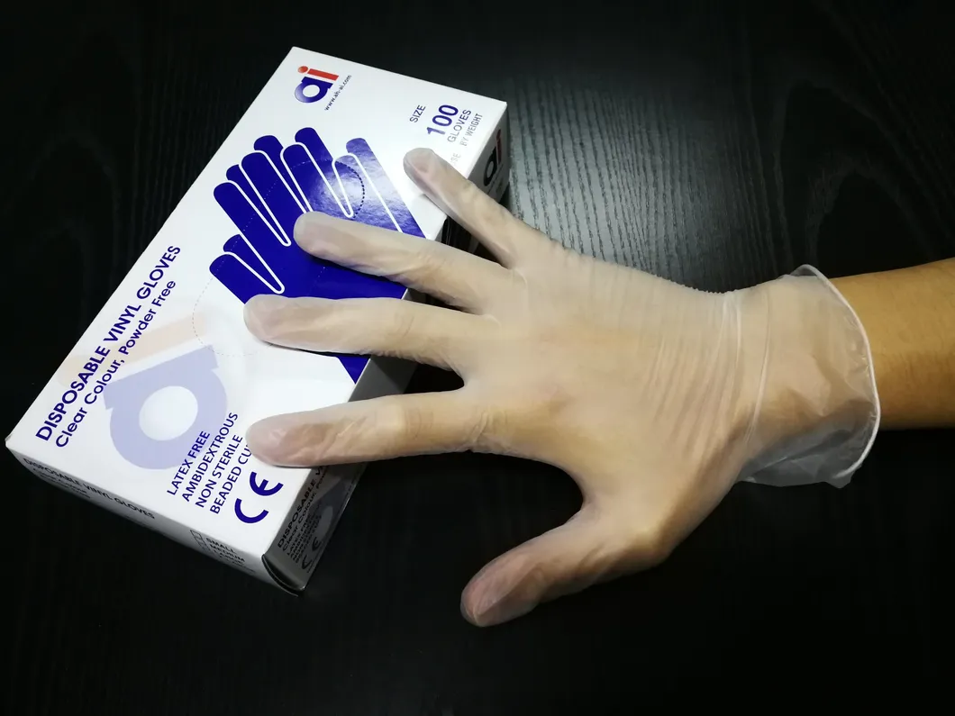 Clear Vinyl Gloves-4 Mil, Latex Free, Powder Free, Disposable, Non-Sterile, Large