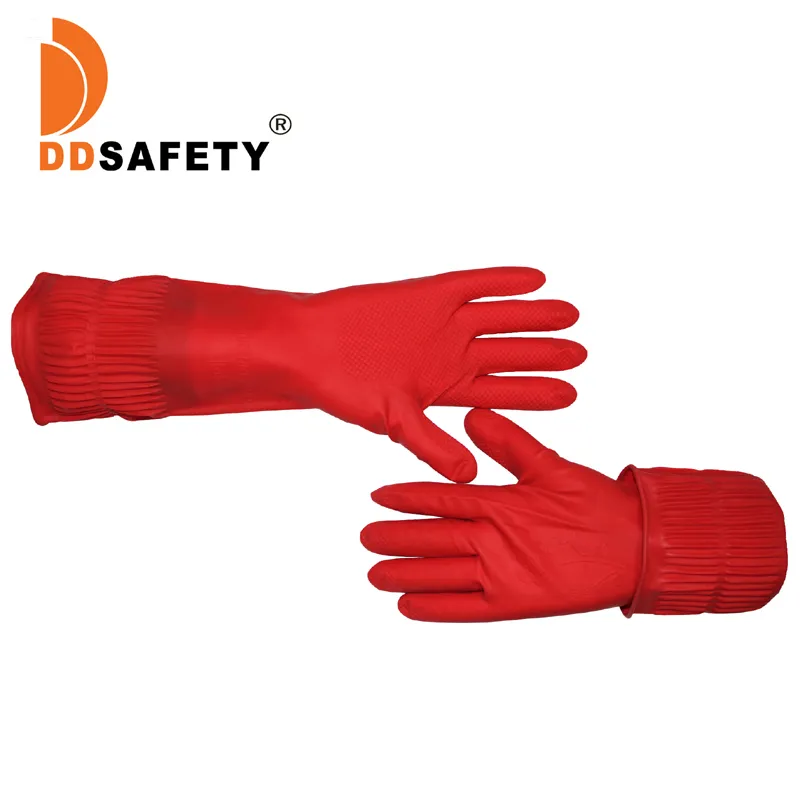 Hot-Selling Red Household Latex Long Cuff Glove for Cleaning