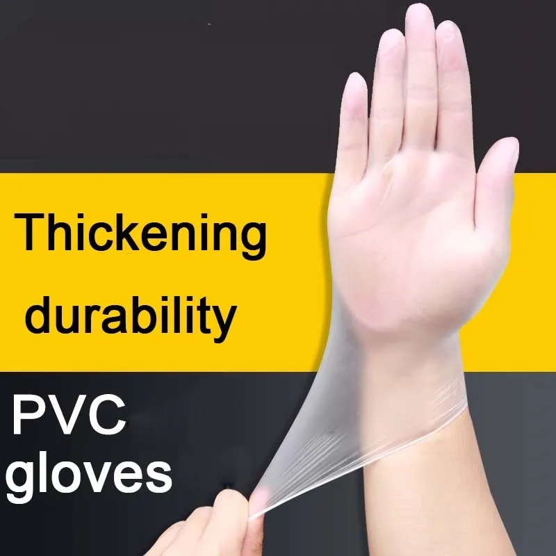 100 PCS/Box Disposable Examination Transparent Gloves Powder Free PVC Vinyl Gloves