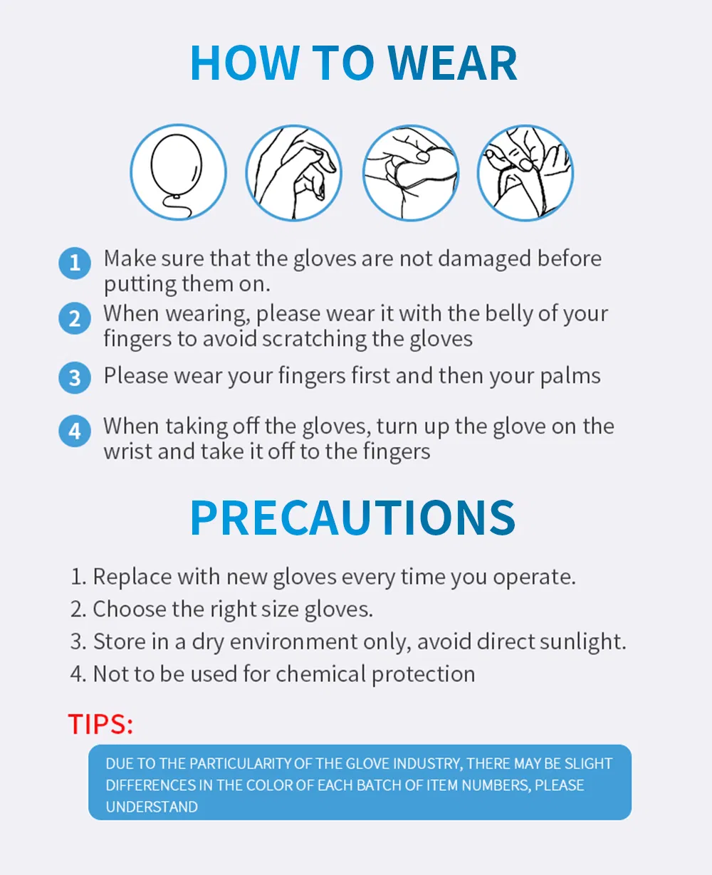 Food Grade Blue Disposable PVC Vinyl Gloves