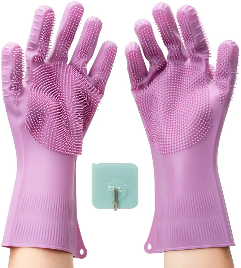 Magic Dish Washing Gloves Reusable Silicone Household Cleaning Gloves for Pets
