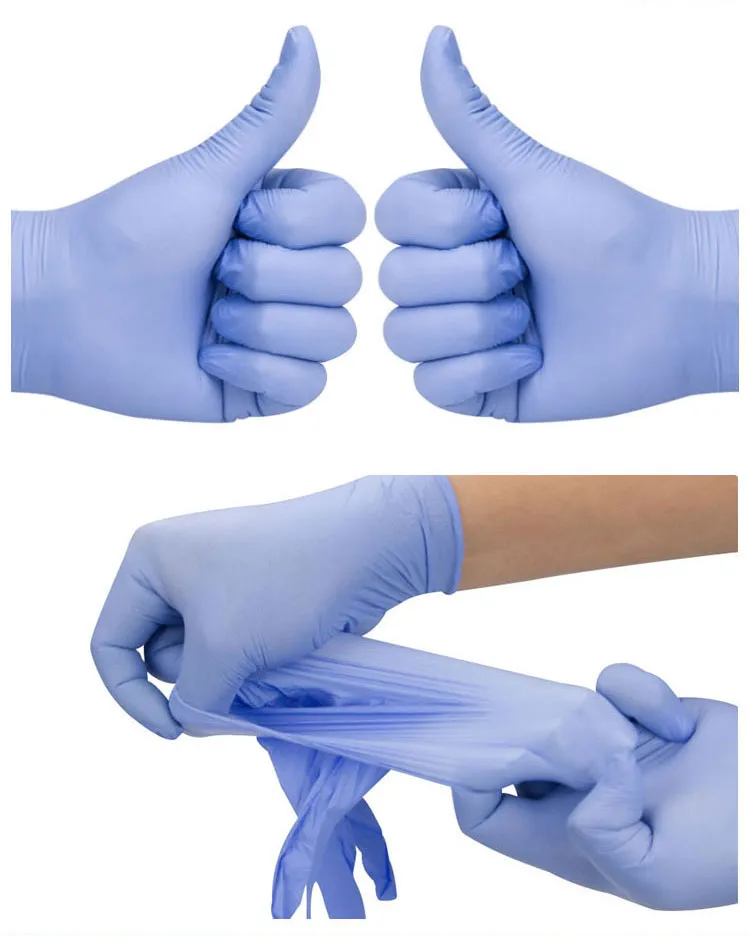 Wholesale Nitrile Gloves Powder-Free Single Use Rubber Gloves in Stock
