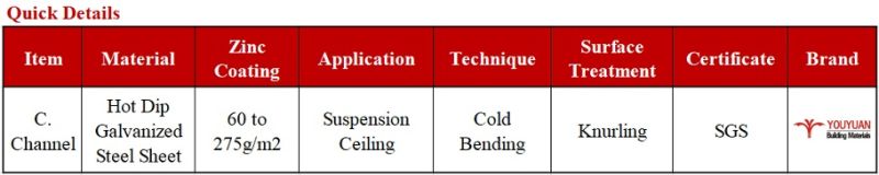 Metal Furring Channel/Omega/Furring Channel/Suspended Ceiling Channel/Galvanized Steel Profile