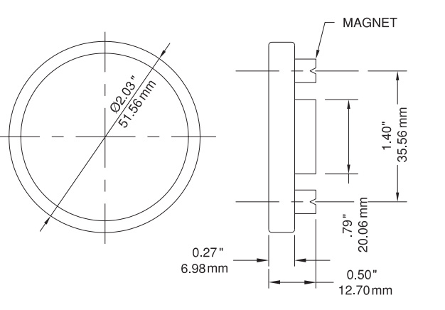 2" 50mm Dial Ductwork or Motor Housings Surface Magnet Thermometer