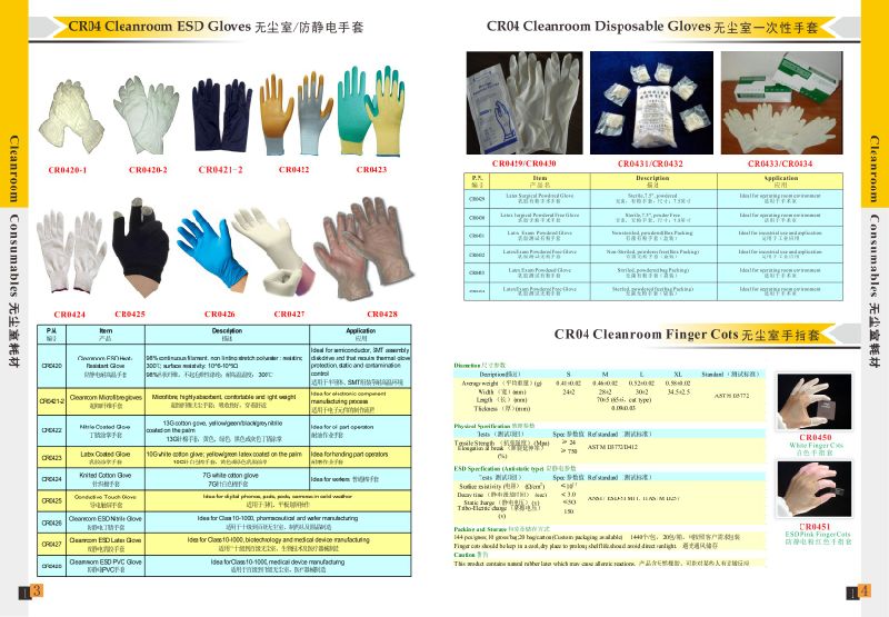 PU Palm Coated ESD Top Fit Cleanroom Antistatic Glove