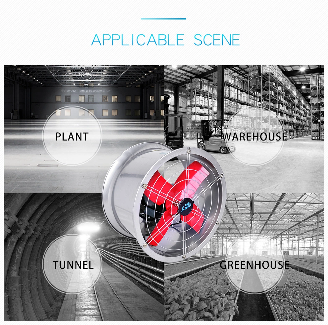 12 14 16 20 Inch 220 to 380 Volt Industrial Duct Strong Exhaust Fan