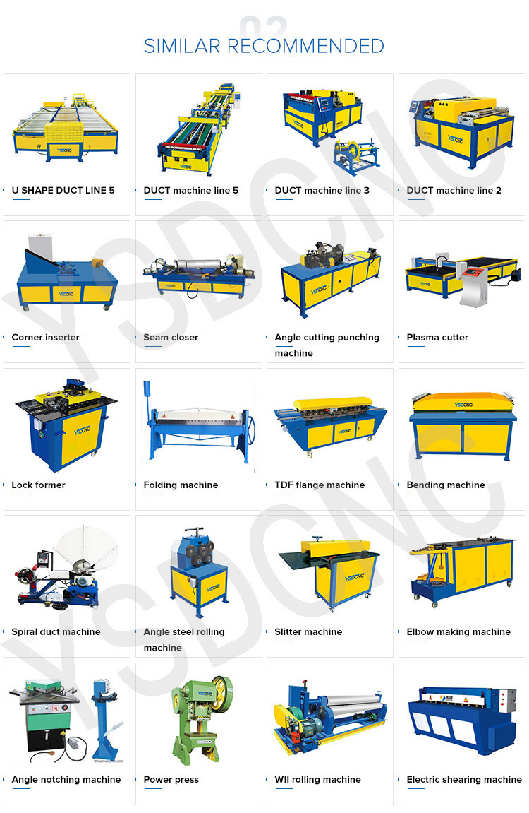 Ysd-3 Air Duct Line 1.2mm Thick Rectangular Duct Auto Production Air Duct Making Machine