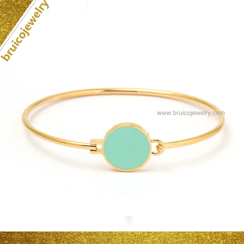 Star Fashionable Jewelry Multicolor Gold Special Bangle 925 Silver Bangle with Green Enamel