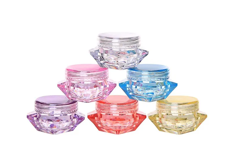 Colorful Diamond Makeup Container Cosmetics Cream Jar Round Bottom Cream Jars