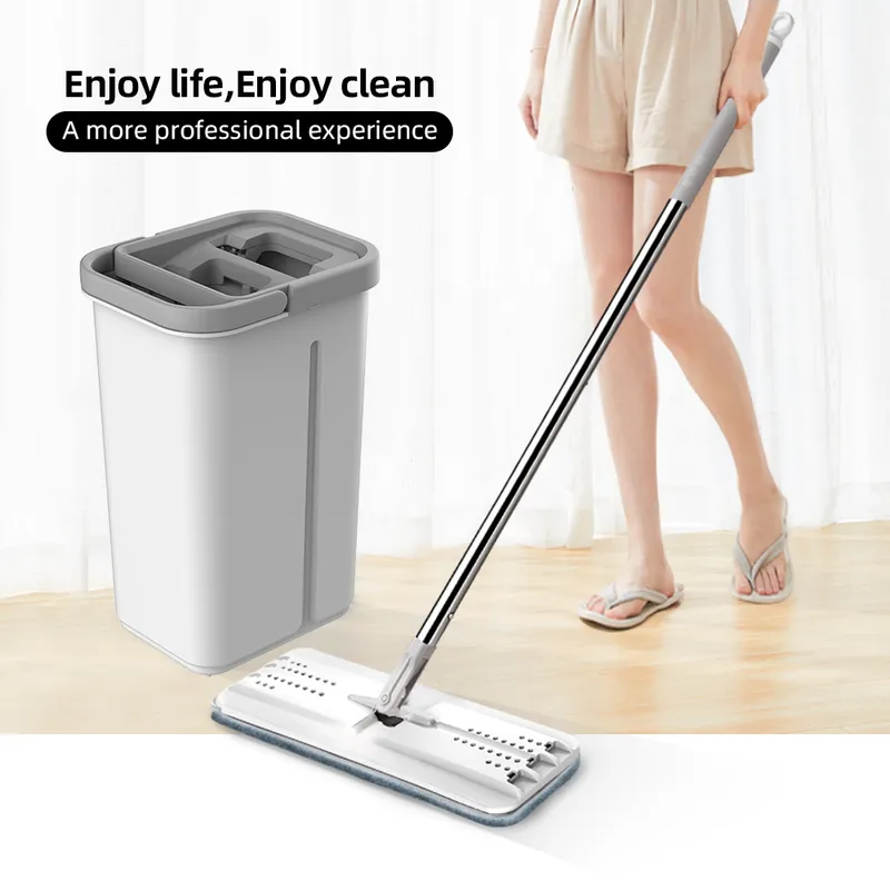 Bosheng Compact Squeeze Flat Mop with Hands Free for Floor Cleaning Magic Mop Cleaning Mop