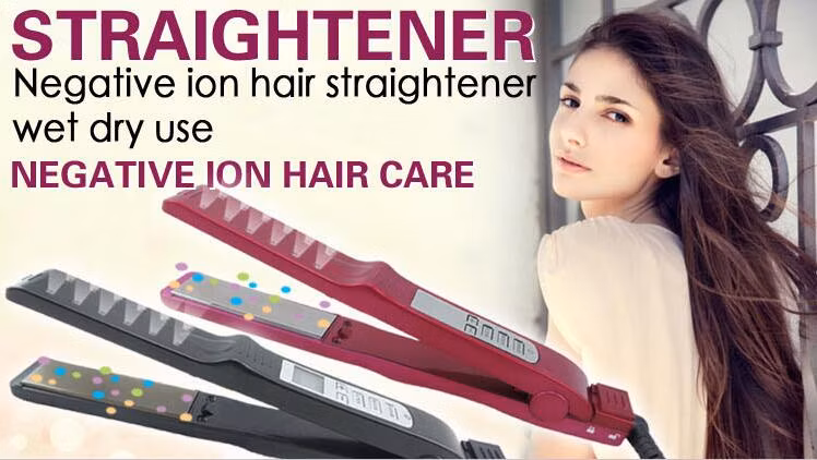 Black LCD Wet Dry Hair Straightening Iron (V169)