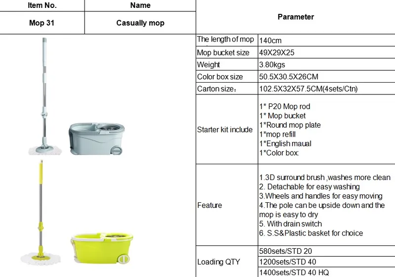 360 Degree Rotatable Handle Length Can Extend Easy Floor Mop