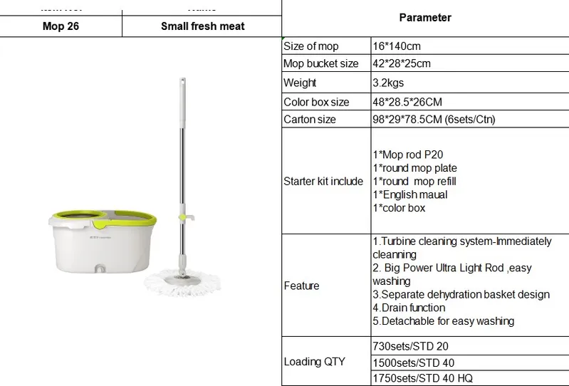 Homettler Magic Spin Mop with Microfiber Mop Head