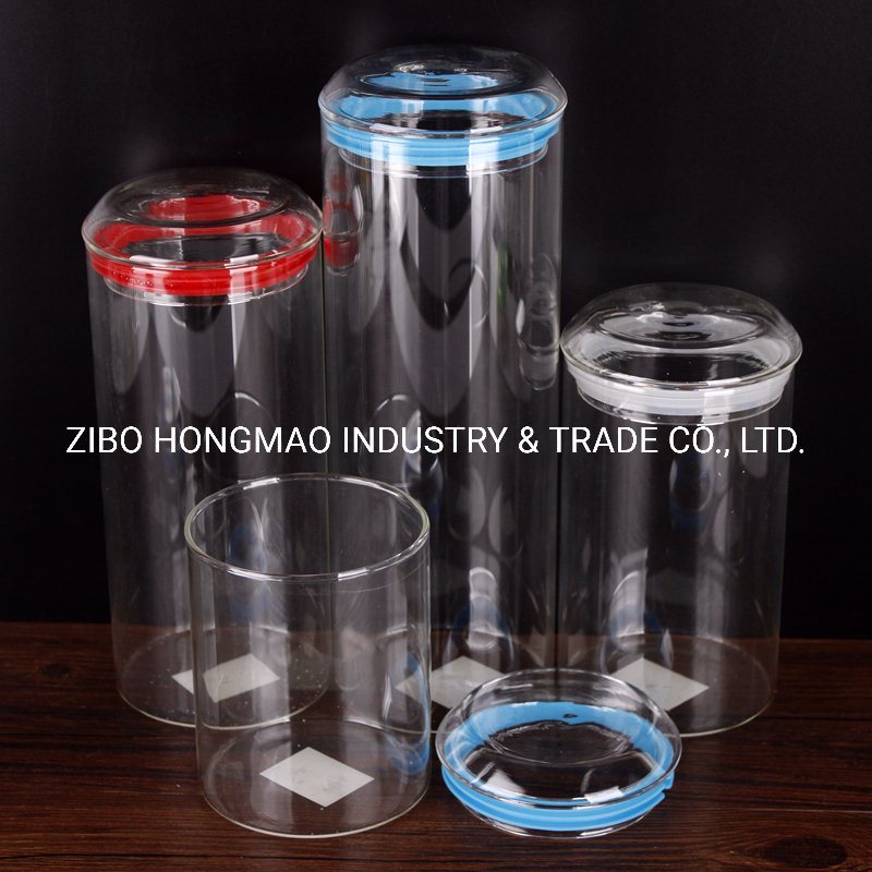 Multiple Size Food Grade Borosilicate Glass Jars with Colored Glass Lids