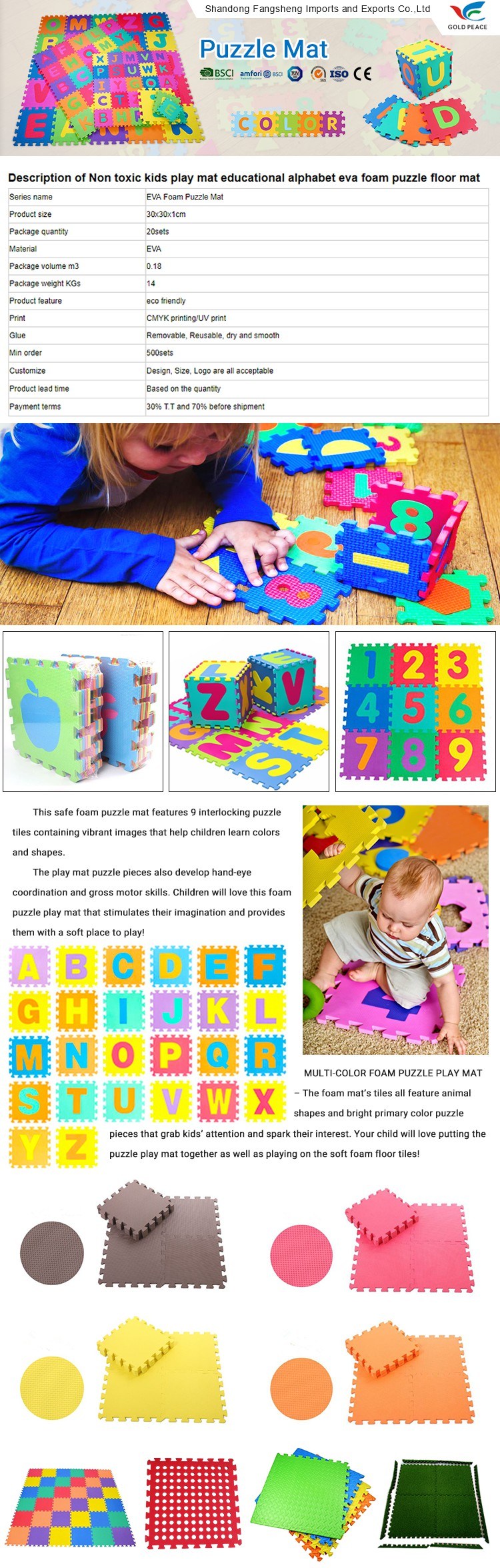 Baby Puzzle Mat EVA Floor Mat Interlocking Mat Puzzle Mat
