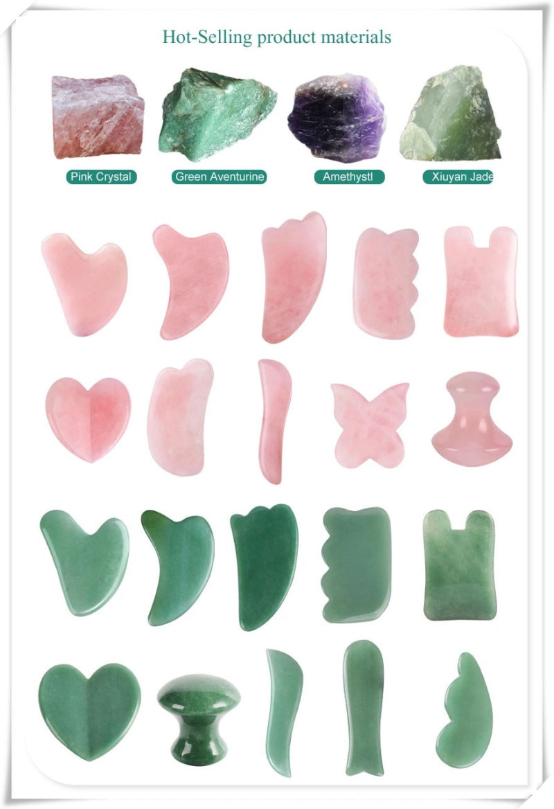 Handheld Massage Tool Rose Quartz Facial Massage Natural Pink Jade Roller