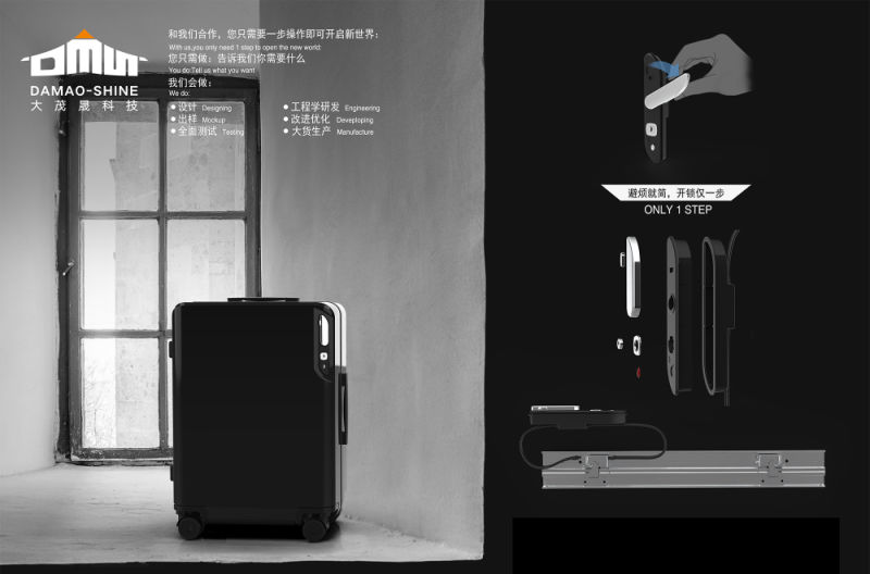 Aluminum Frame Suitcase Luggage with Glittering Film