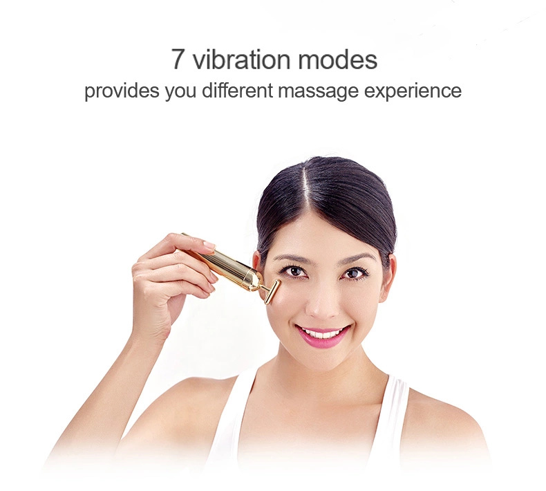 24K Gold Beauty Bar Facial Roller Face Vibration Skin Care Massage Face Lift Firm