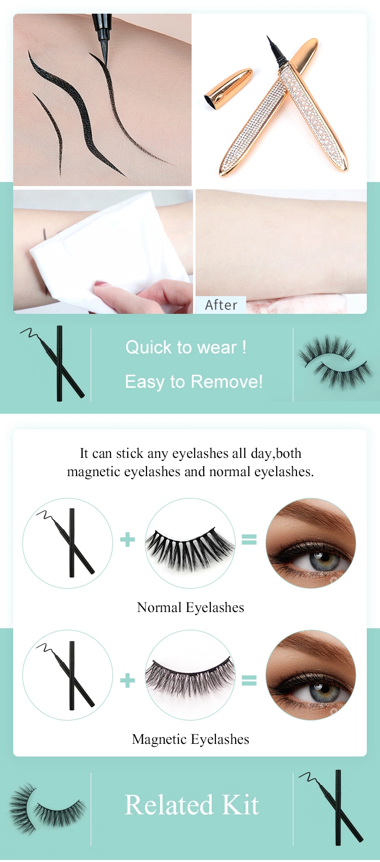 Wholesale Adhesive Eyeliner Pencil New Product Magic Liquid Eyeliner Glue Pen Eyelash Kit