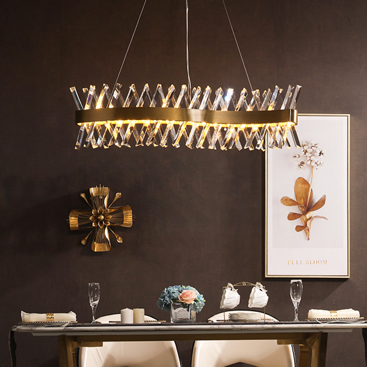 Big Luster Gold Crystal Chandelier, Living Room Lustre Sala Jantar Crystal Pendant Lighting Modern