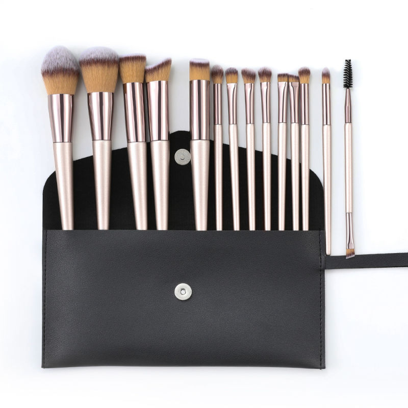 14PCS Champagne Makeup Brush Set Cosmetics Makeup Brush Set Luxury Makeup Brush Sets in Bag
