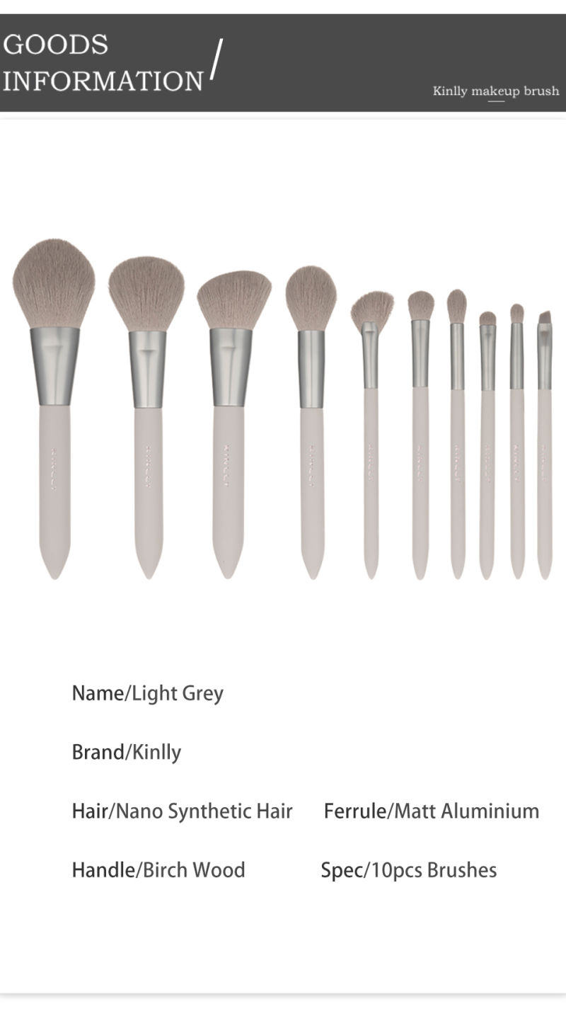 10PCS Aluminum Ferrules Soft Makeup Brush Set