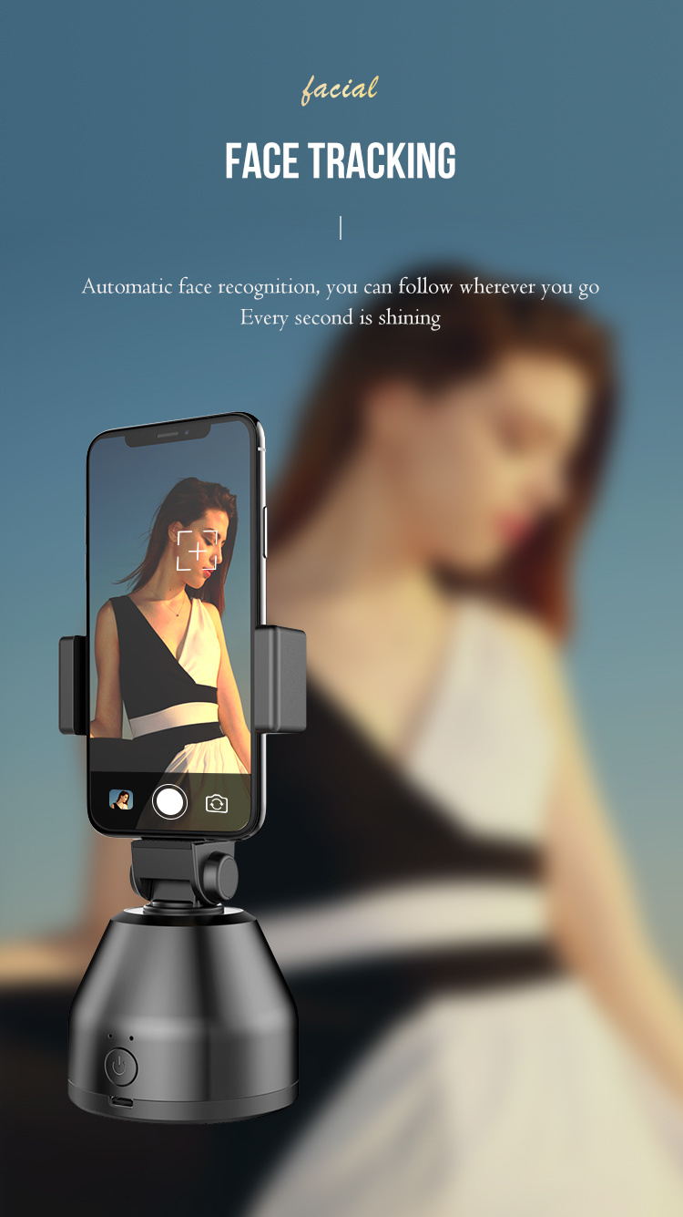 360 Degree Rotation Smart Phone Holder Auto Selfie Face Tracking Smart Cell Phone Holders