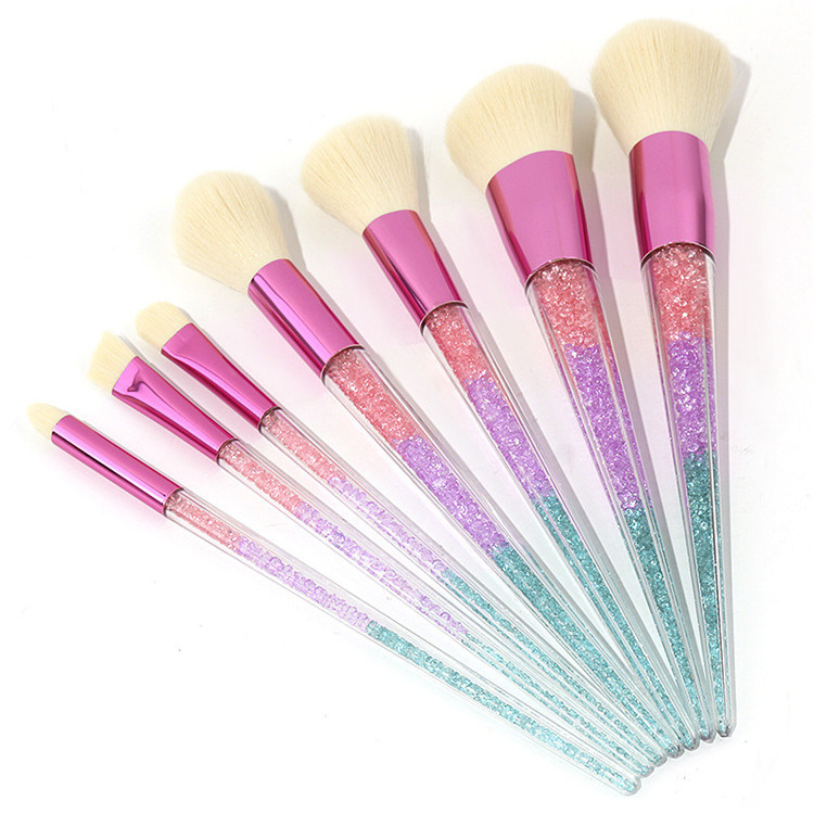 Best Selling Product 7PCS Pink Glitter Diamond Cosmetics Makeup Brush Set Directly Manufacturer