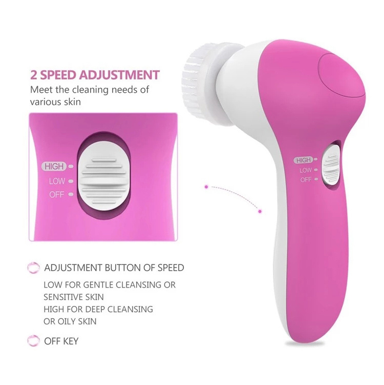 Silicone for Deep Cleaning Facial Brush with 5 Rechange Cleansing Head